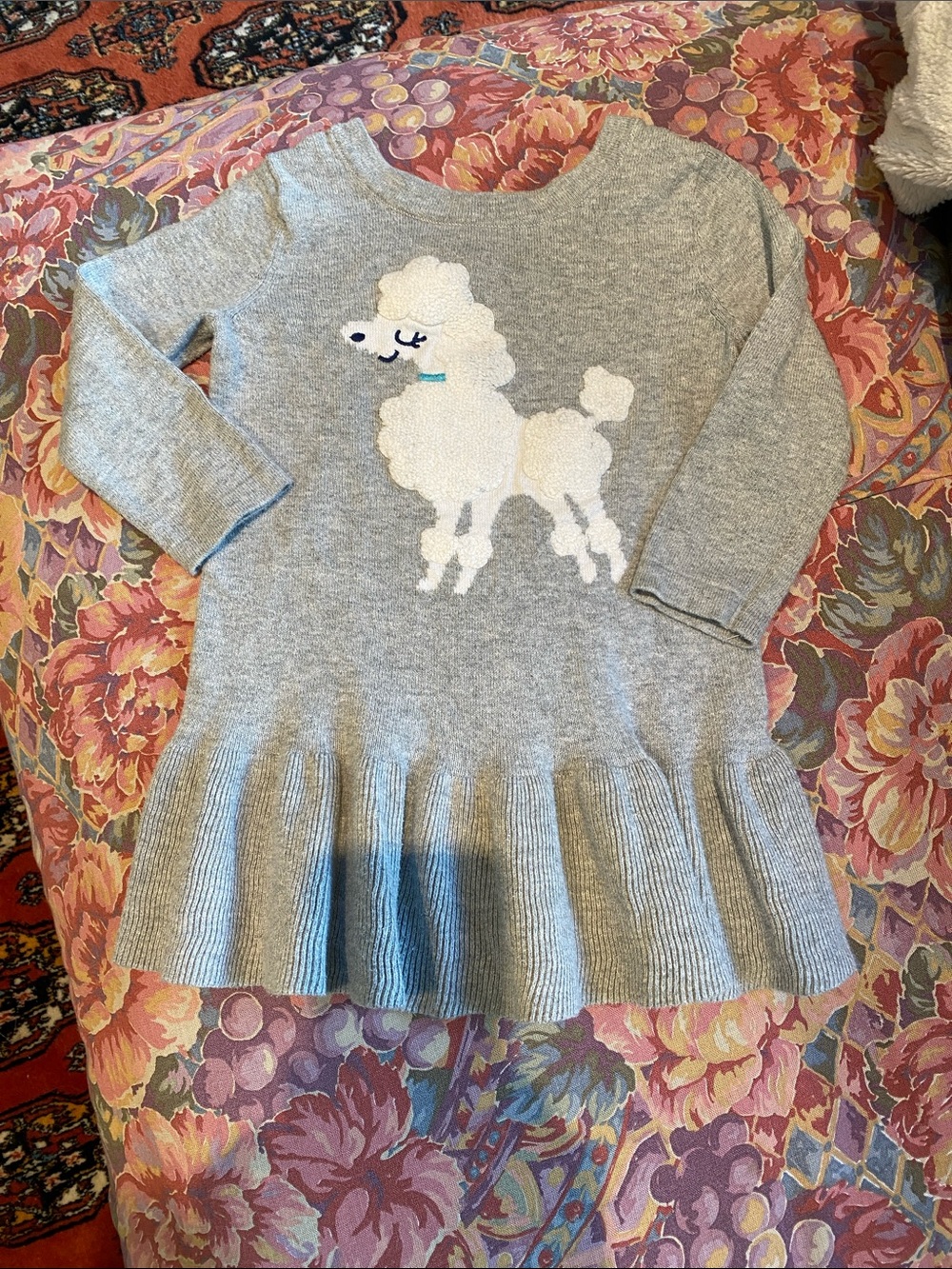 GAP Light Gray Knit Dress with White Poodle